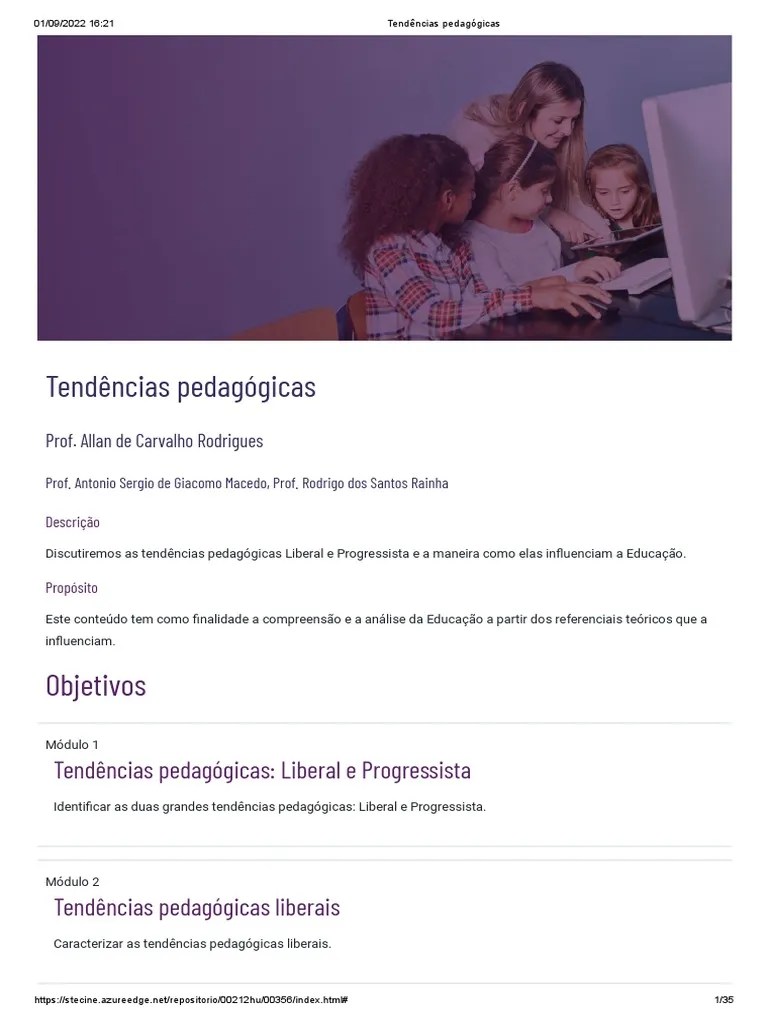 Tendências Pedagógicas TEMA 02 | PDF | Pedagogia | Aprendizado