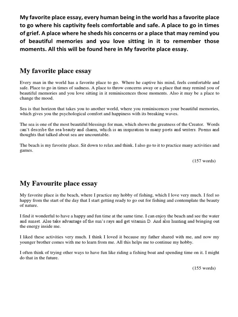 My Favorite Place Essay | PDF | Feeling | Mood (Psychology)