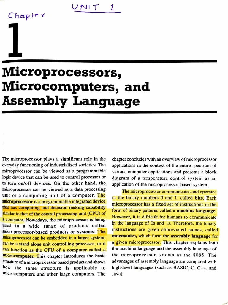 Microprocessor, Microcomputer And Assembly Language | Download Free PDF ...