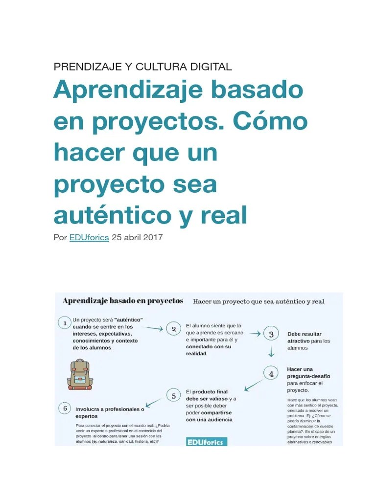 Aprendizaje Basado En Proyectos | PDF | Plan De Estudios | Aprendizaje