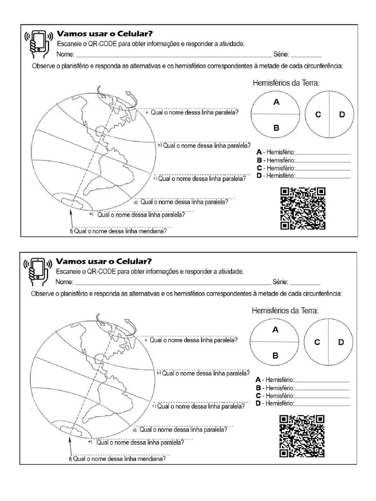 Atividade Coordenadas Geográficas - QR-CODE | PDF