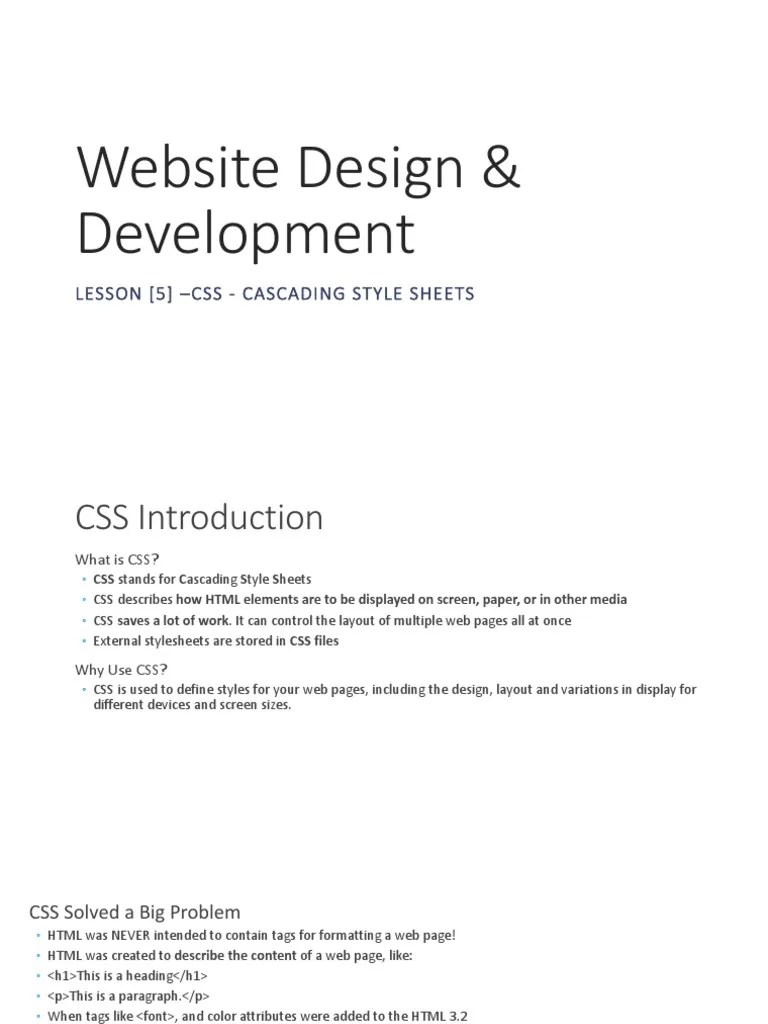 WDD - Cascading Style Sheets | PDF | Html | Web Design