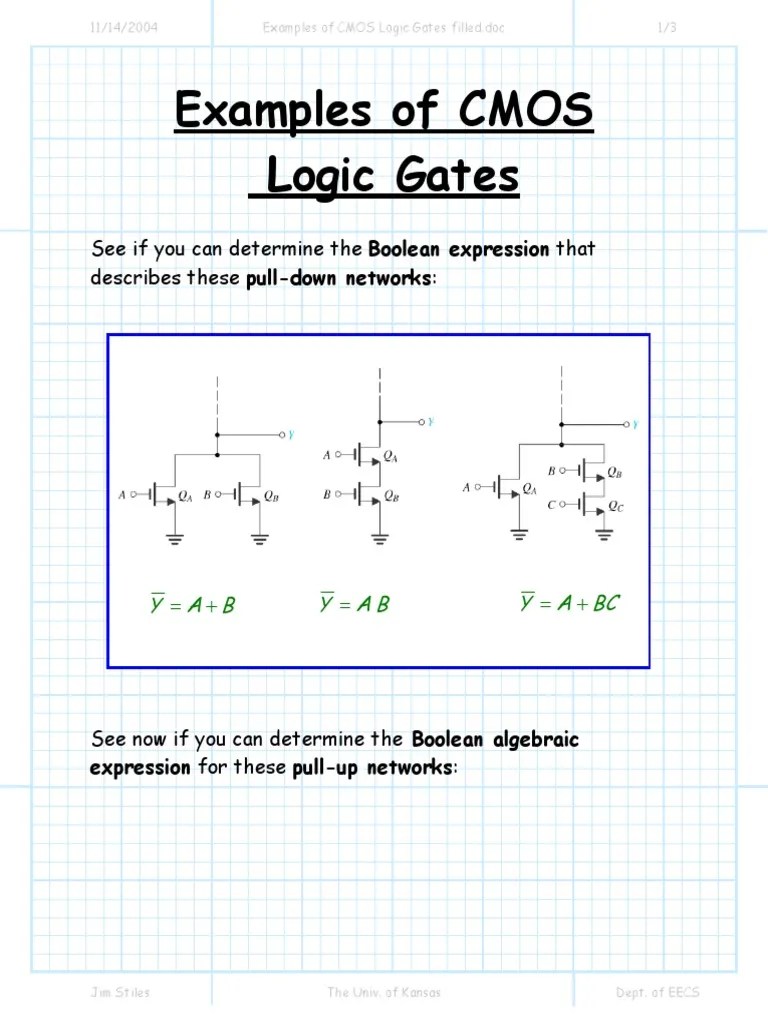 Examples Of CMOS Logic Gates Filled | PDF