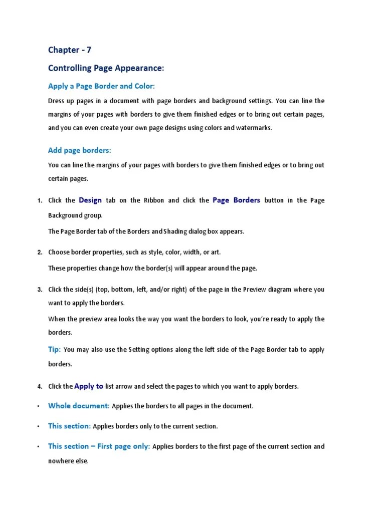 MS Word Chapter 7 | PDF | Page Layout | Printing