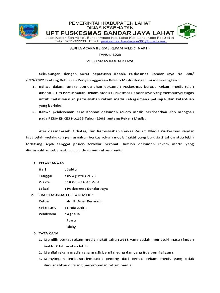 Berita Acara Pemusnahan RM | PDF