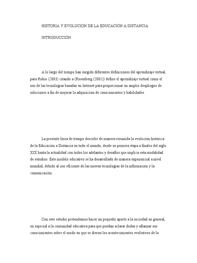 Historia Y Evolución De La Educación A Distancia | PDF | Educación A Distancia | Enseñando