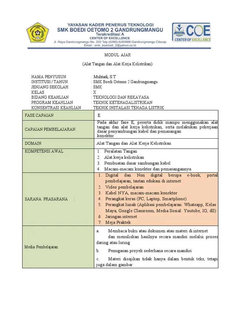 Muhtadi - Modul Ajar Dasar Dasar Teknik Ketenagalistrikan Alat Tangan ...