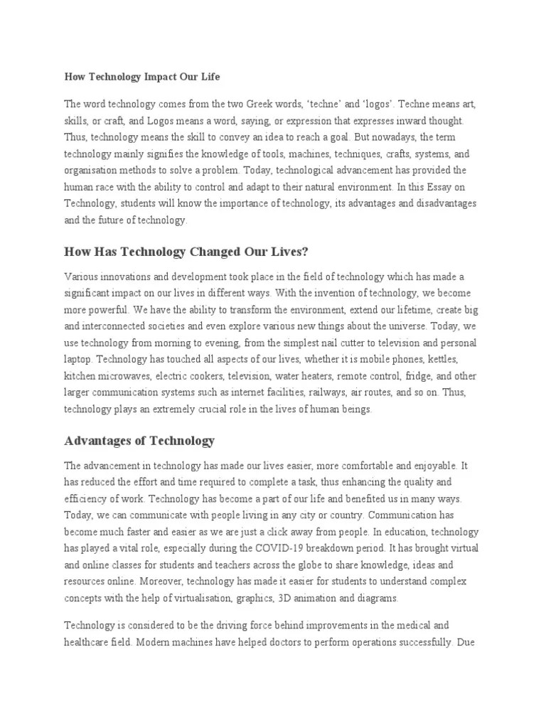 How Technology Impact Our Life | Download Free PDF | Educational ...