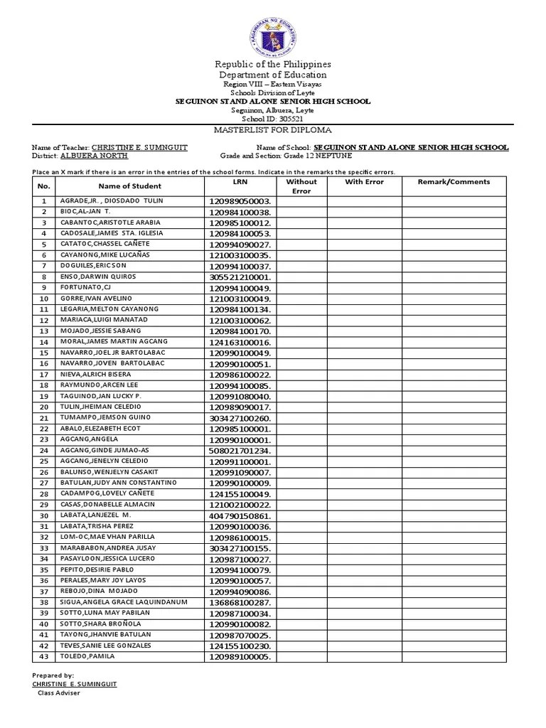 School Form Checklist | PDF