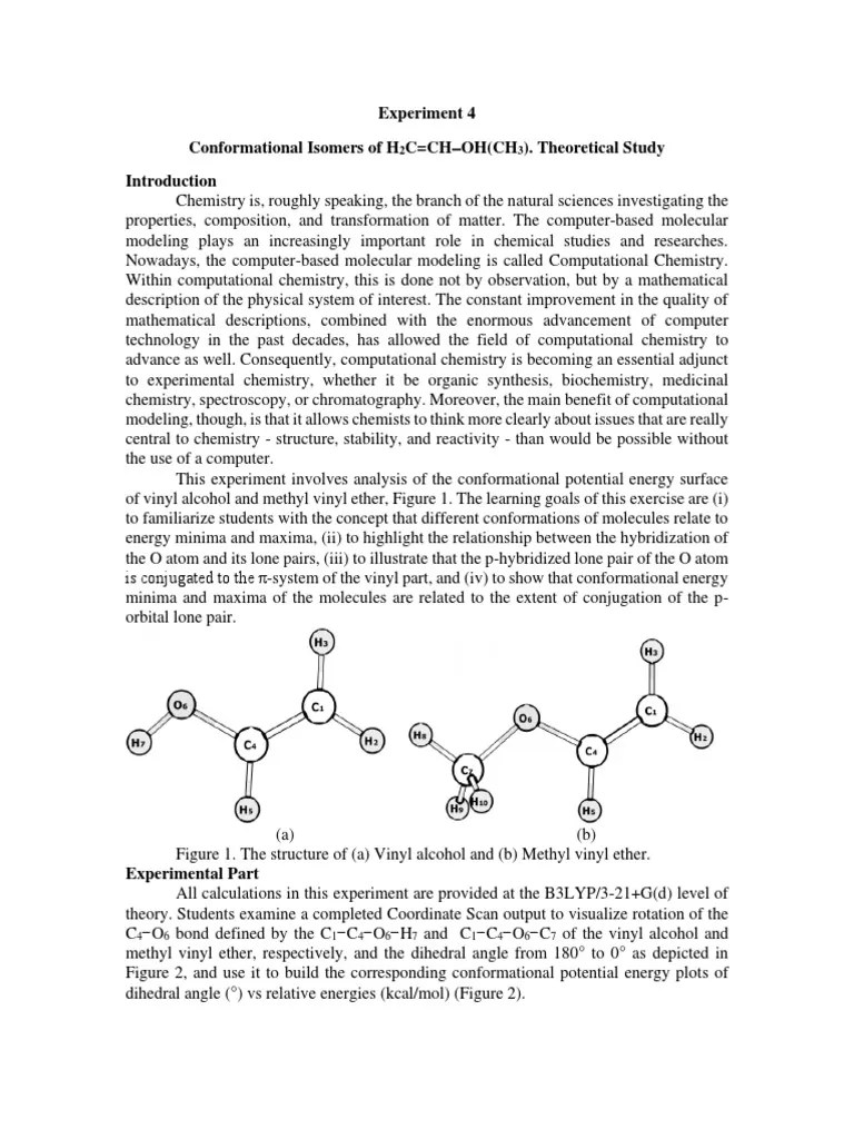 Experiment 4 - Computational Chemistry | PDF | Chemistry | Computational Chemistry