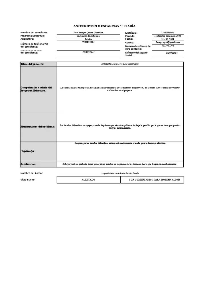 Formato Anteproyecto | PDF