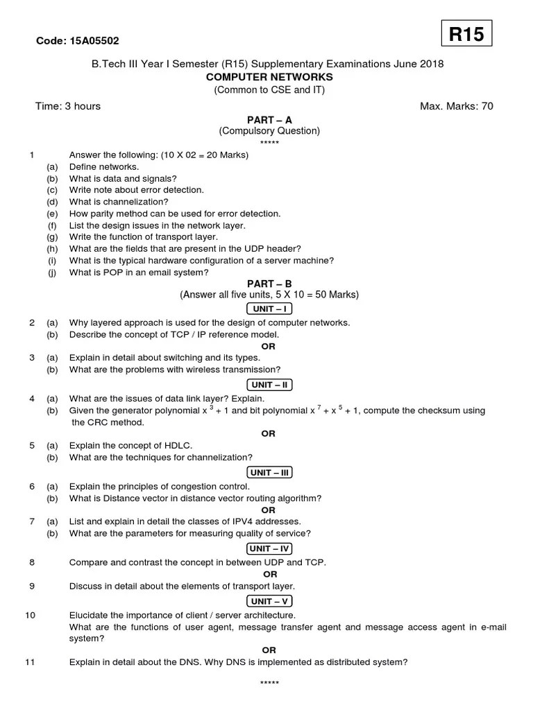 15A05502 Computer Networks | PDF | Computer Network | Transmission ...