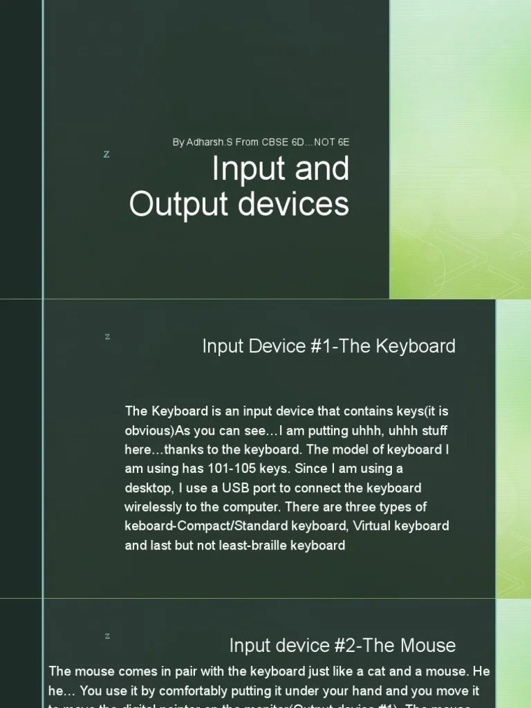Adharsh 6D-Input And Output Devices | PDF | Computer Keyboard ...