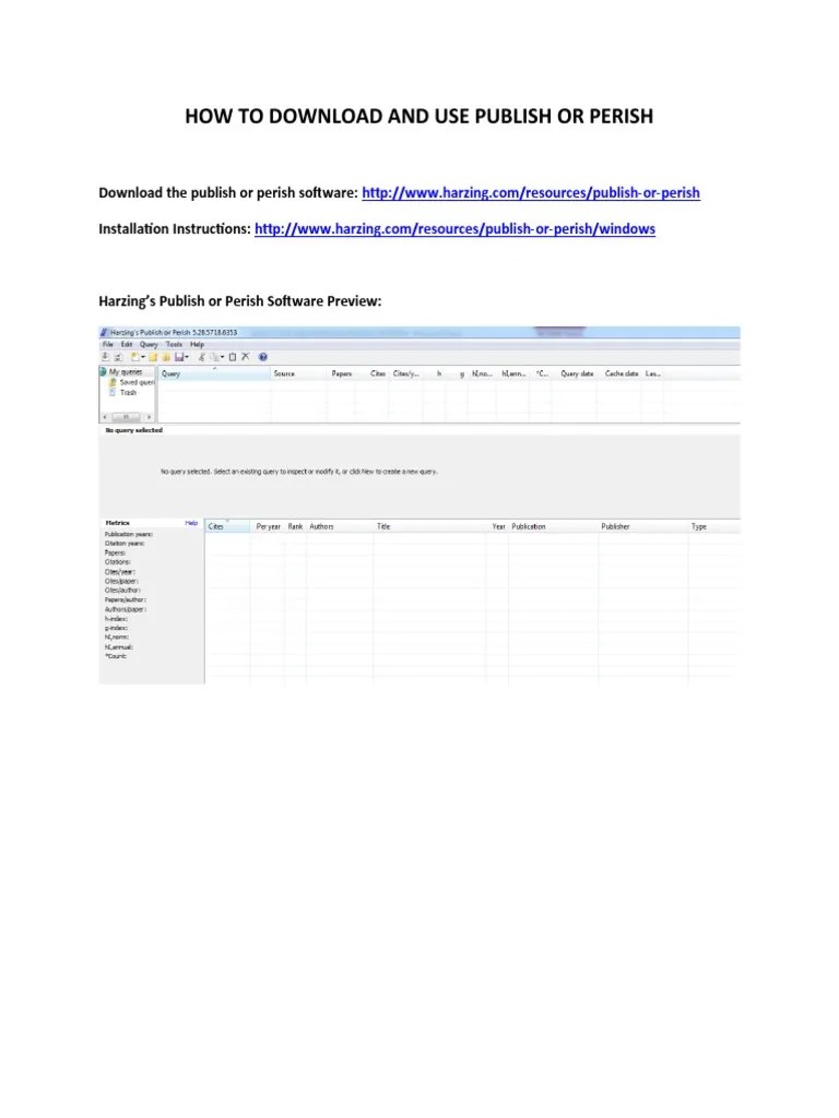 How To Use And Download Publish Or Perish | PDF