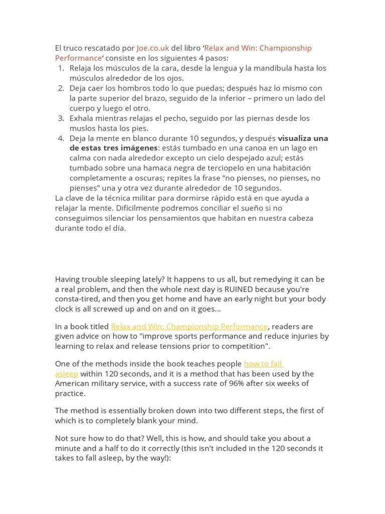 Dormir En 2 Minutos | PDF