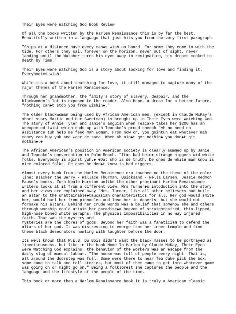 Their Eyes Were Watching God | PDF | Harlem Renaissance
