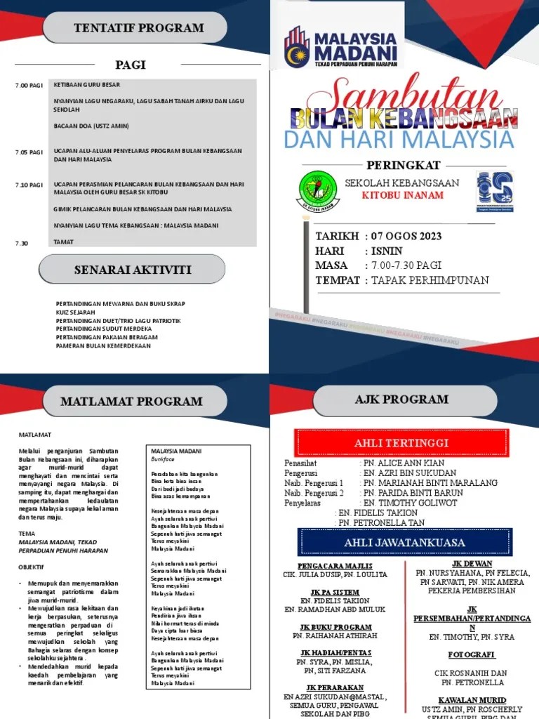 Buku Program Sambutan Hari Kebangsaan 2023 | PDF