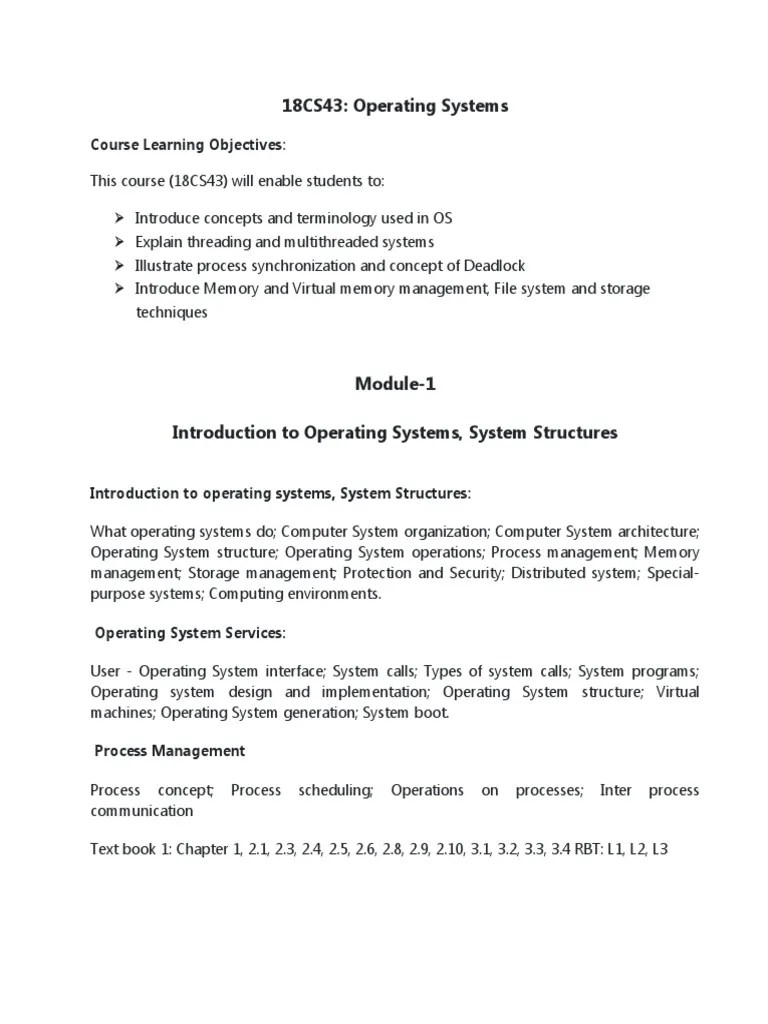 OS 4th Sem Syllabus | PDF | Thread (Computing) | Operating System