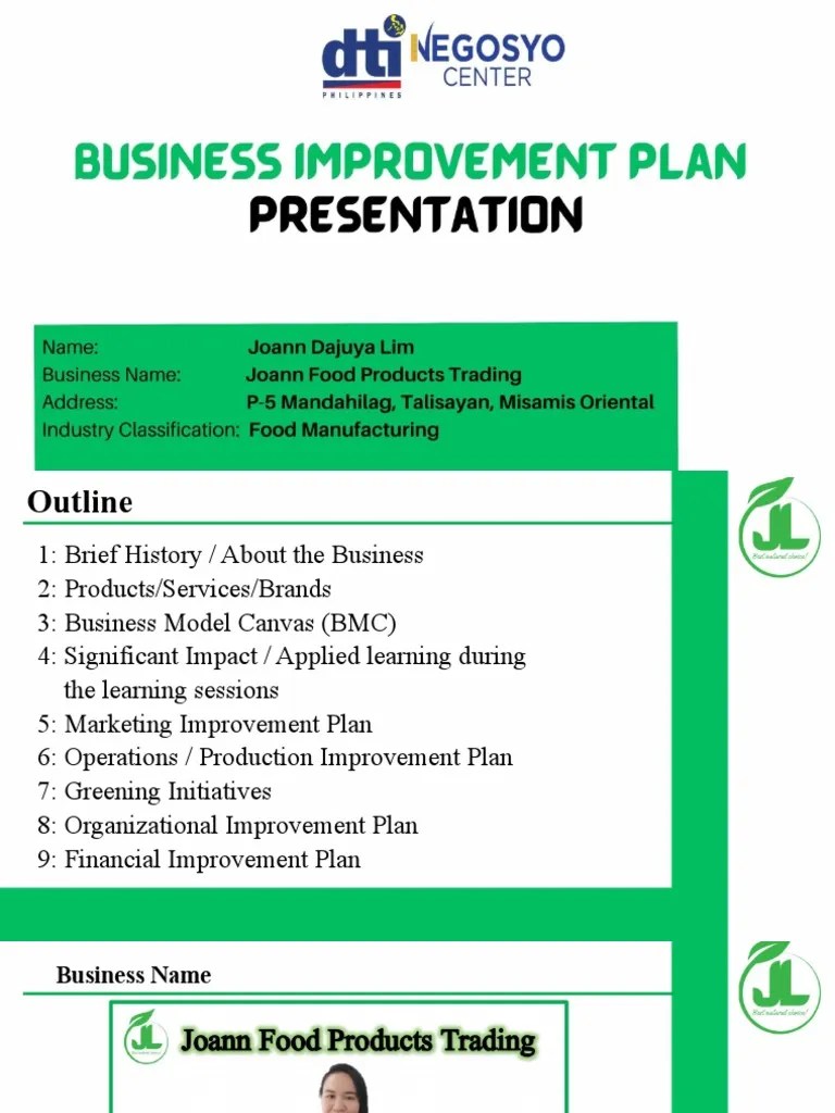 JL Business Improvement Plan Presentation | PDF | Supply Chain | Marketing