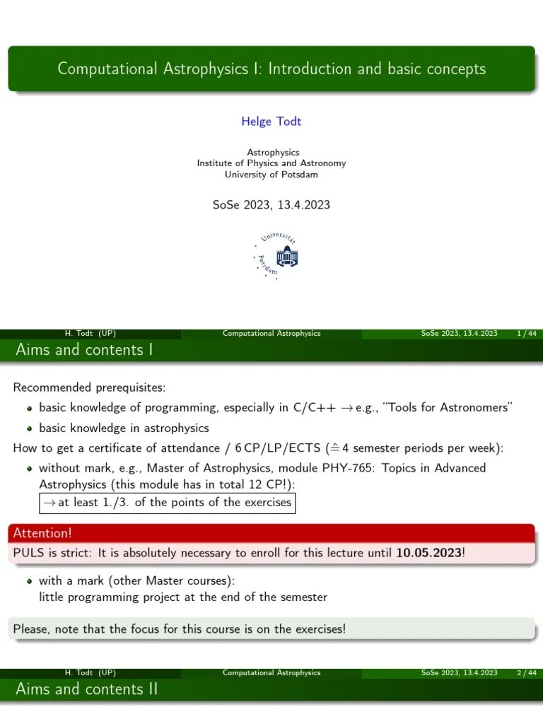 Computational Astrophysics I | PDF