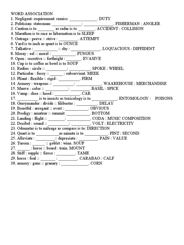Word Association | PDF