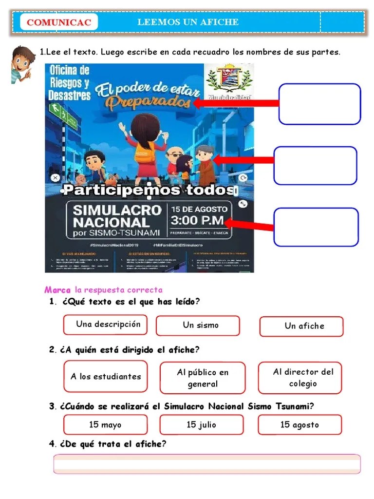 D1 A1 FICHA COM. Leemos Un Afiche | PDF