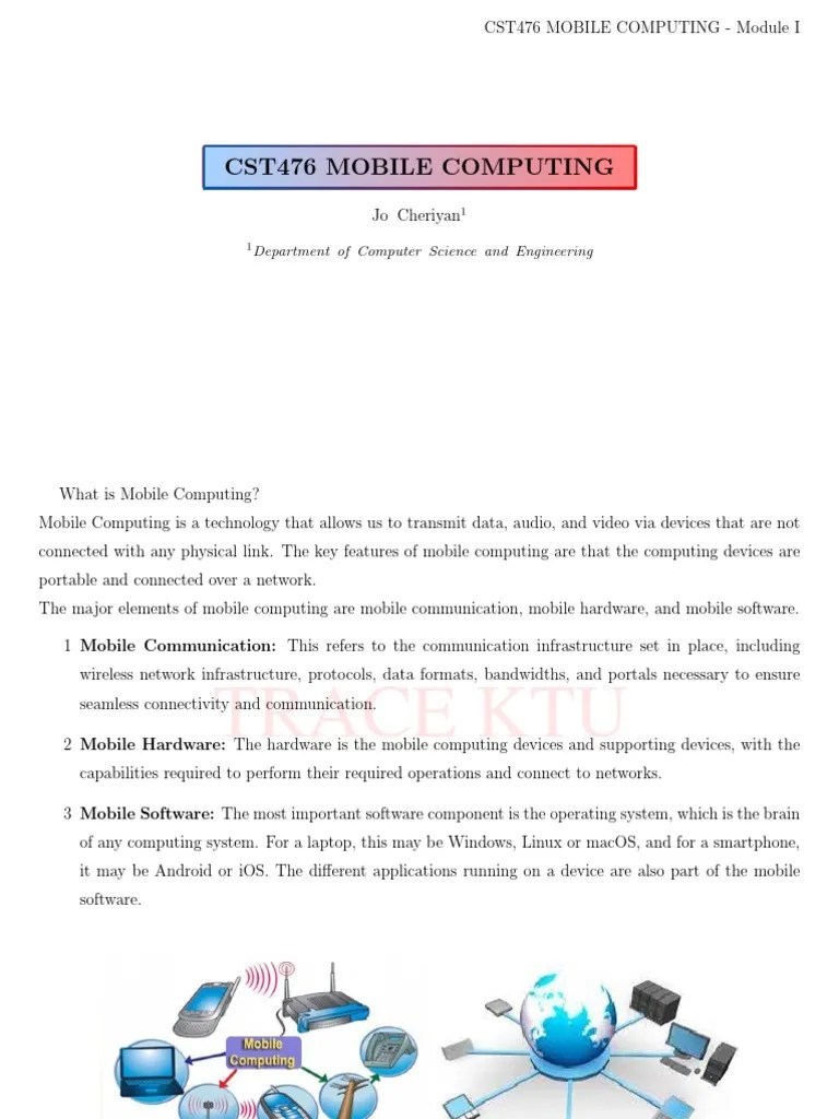 Cst476 Mobile Computing 1 | PDF | Mobile Computing | Computer Network