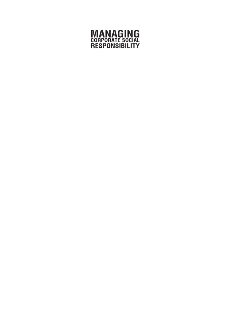 Managing Corporate Social Responsibility - 2011 - Coombs | PDF | Corporate Social Responsibility ...