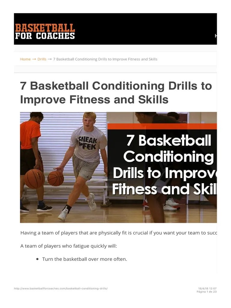 7 Basketball Conditioning Drills | PDF | Indoor Sports | Games Of Physical Skill