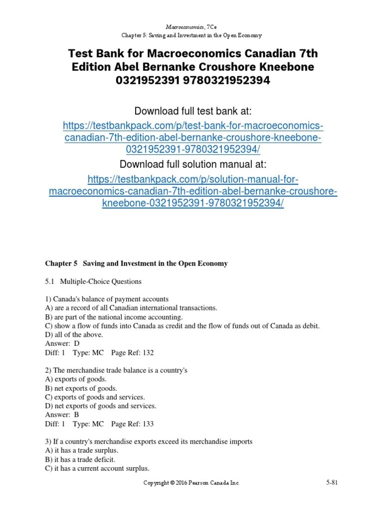 Macroeconomics Canadian 7th Edition Abel Test Bank 1 | PDF