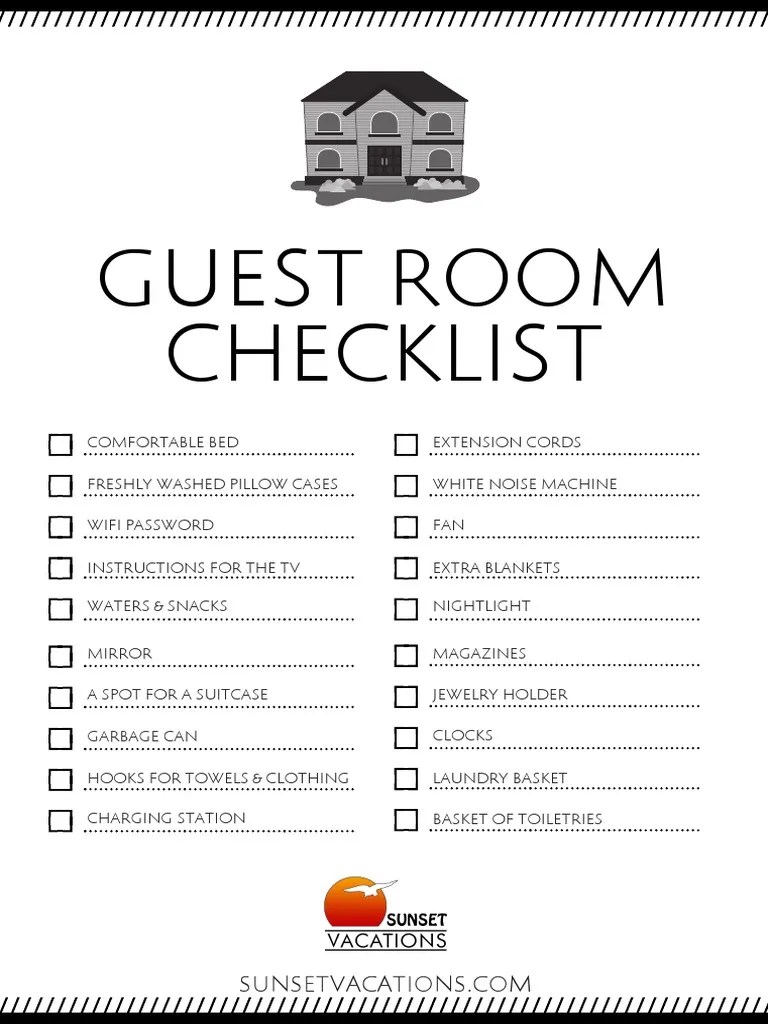 SV Guest Room Checklist Printable | PDF