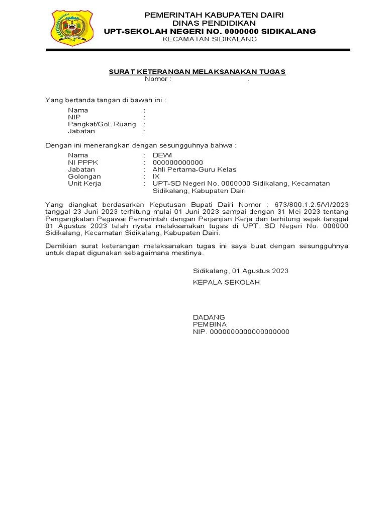 Contoh SKMT PPPK 2023 | PDF