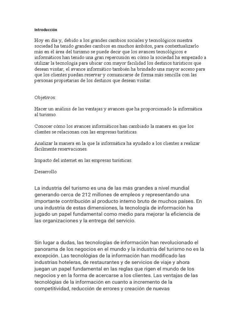 La Informática Y El Turismo | PDF | Turismo | Marketing
