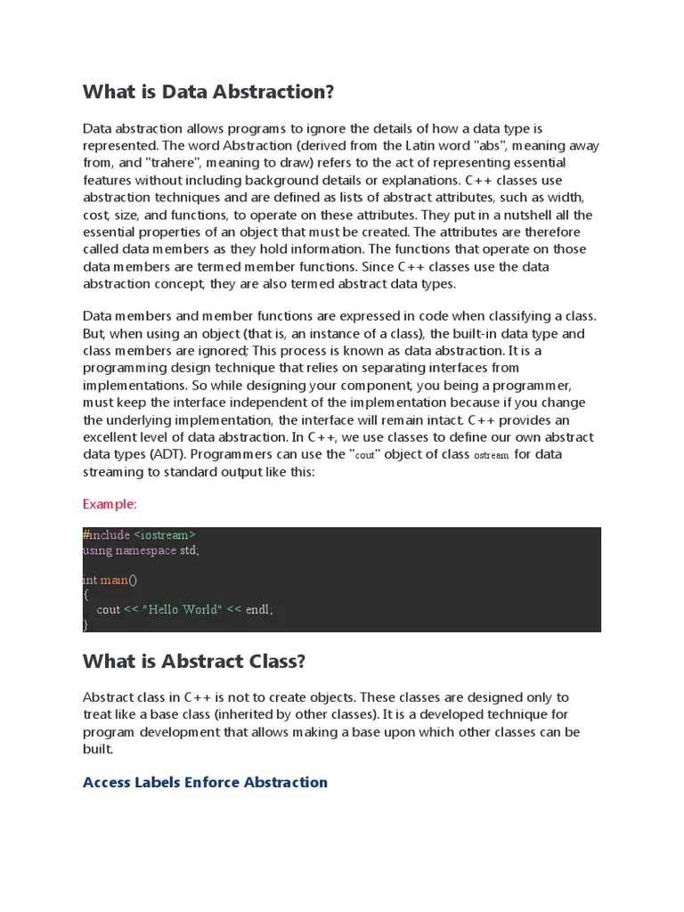 Data Abstraction | PDF | Class (Computer Programming) | C++