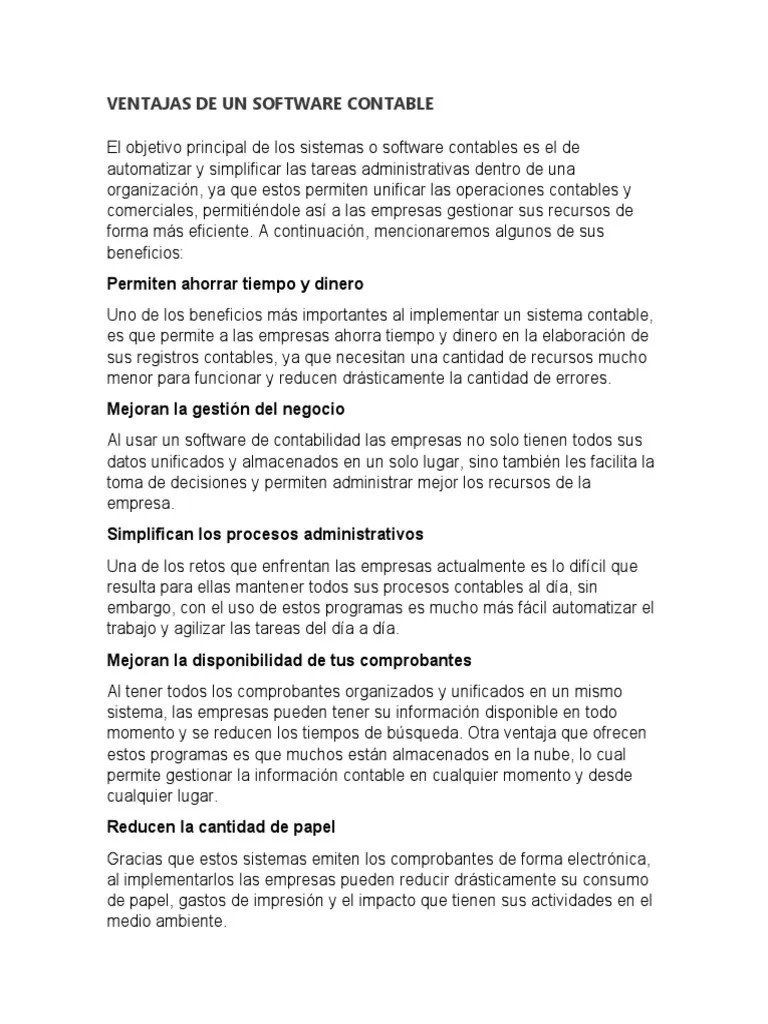 Ventajas De Un Software Contable | PDF