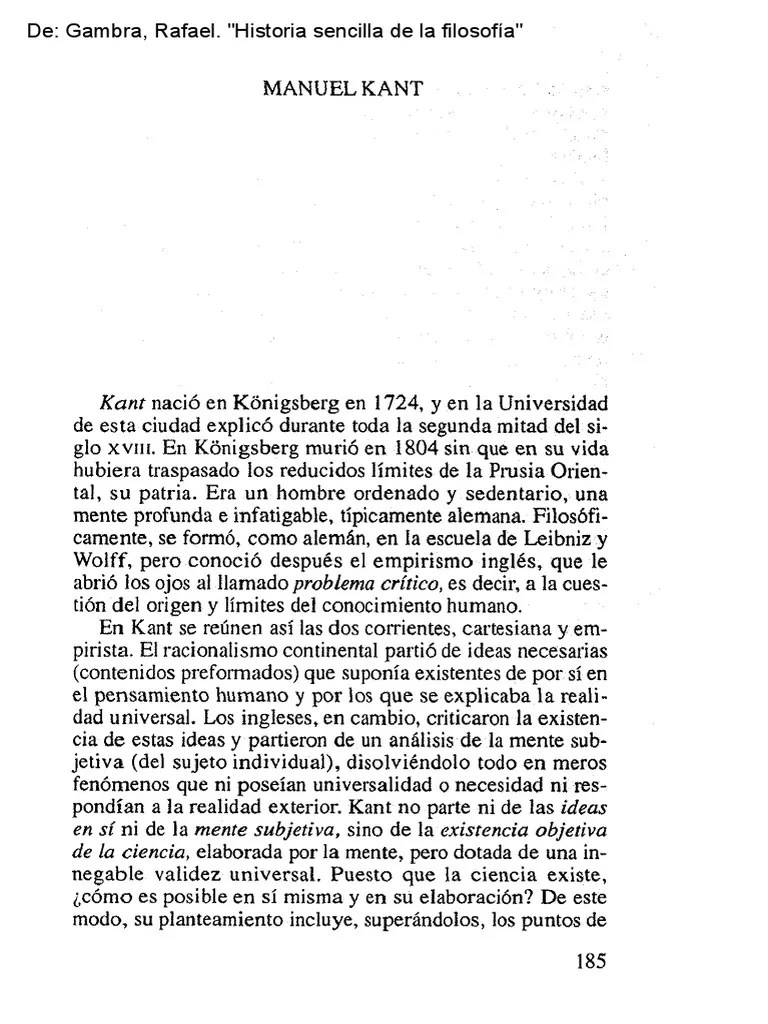Gambra Historia Sencilla De La Filosofia | PDF