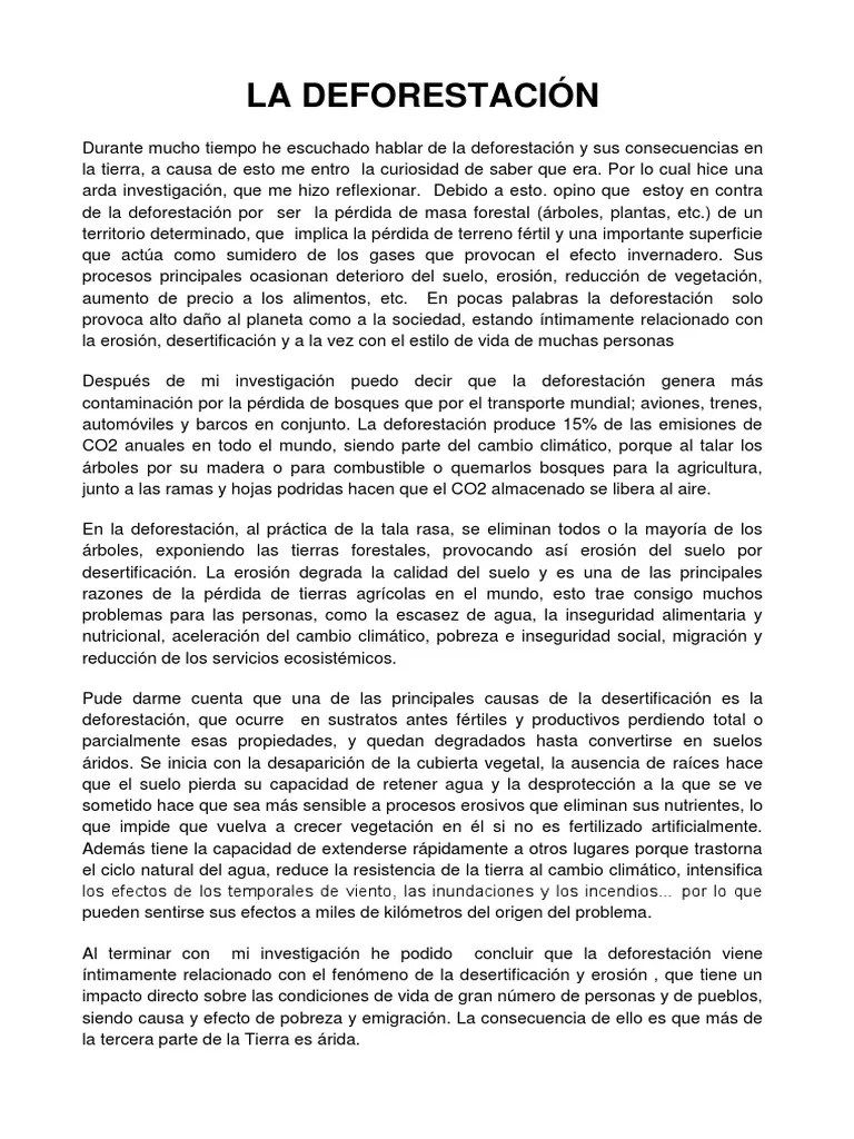 La Deforestación Es La Pérdida De Masa Forestal | PDF | Deforestación ...