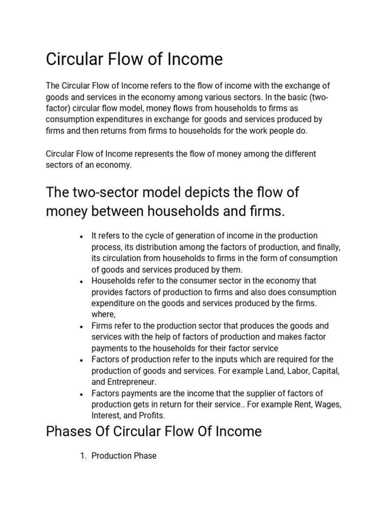 Circular Flow Of Income Class 12 | PDF