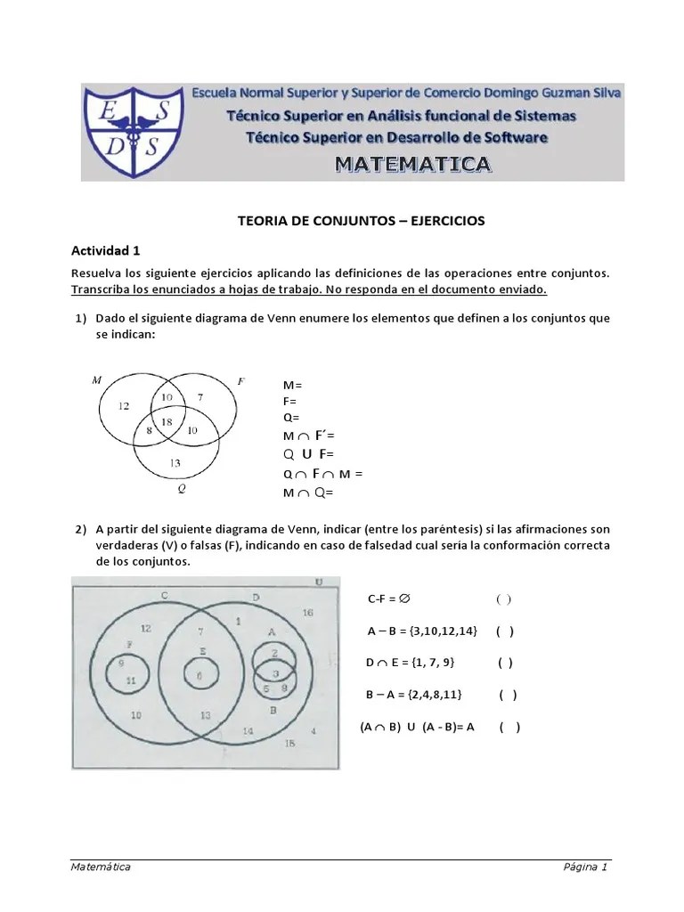 Ejercicios Teoría De Conjuntos | PDF | Informática