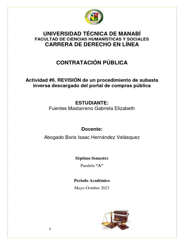 REVISIÓN De Un Procedimiento De Subasta Inversa Descargado Del Portal ...