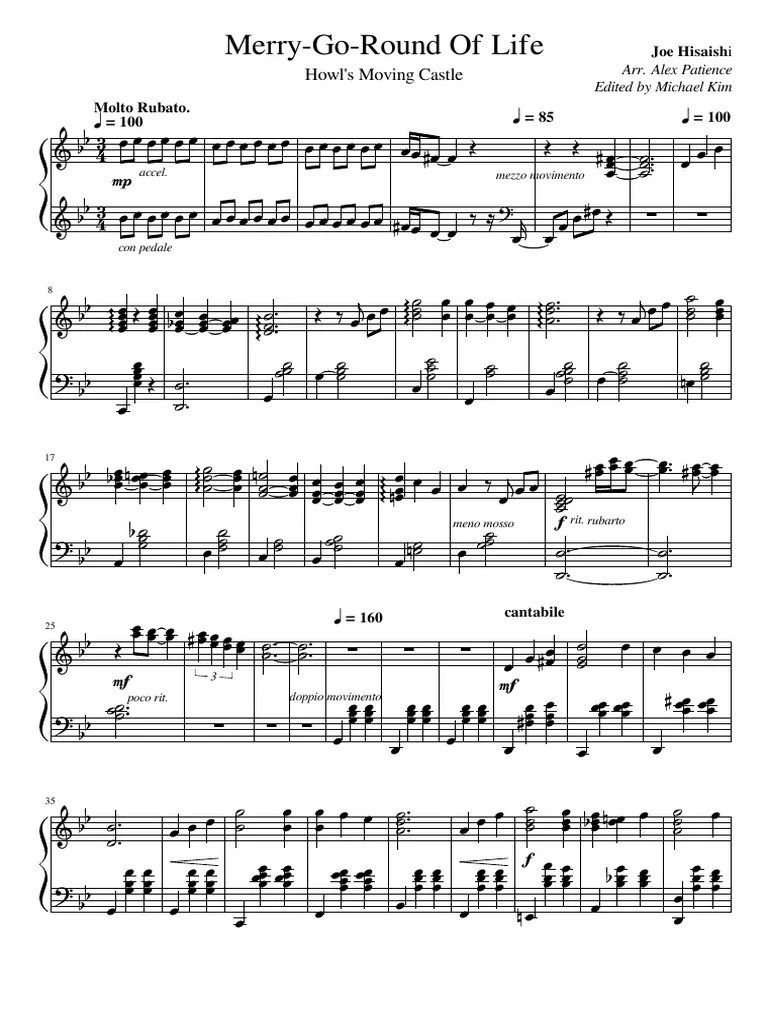 Merry-Go-Round Of Life Howls Moving Castle Theme - Piano | PDF