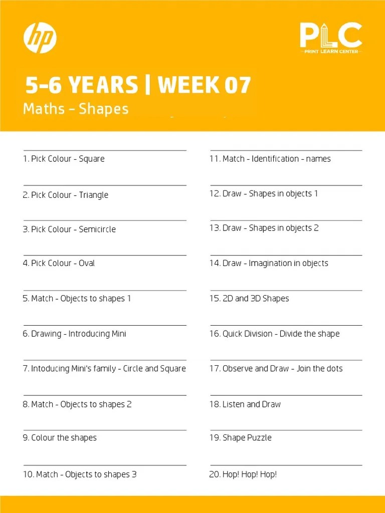 Ukg Math Shapes Worksheet | PDF