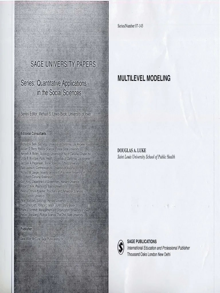 QM III Multilevel Modeling Luke 2020 | PDF