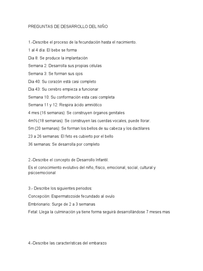 Preguntas De Desarrollo Del Niño | PDF