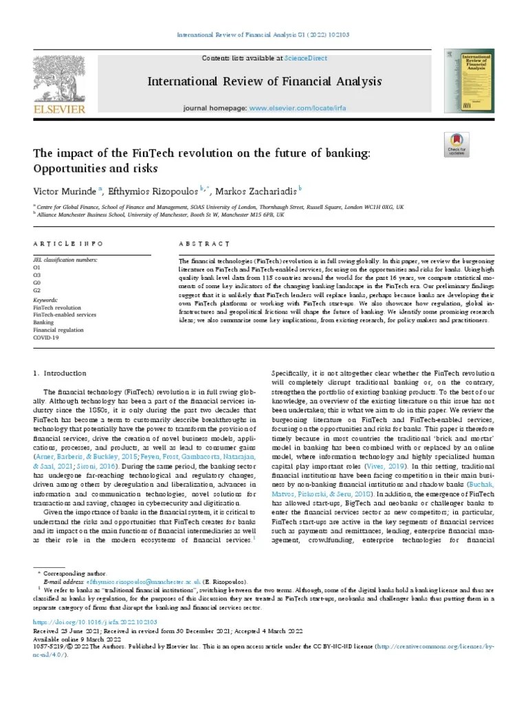 The Impact Of The FinTech Revolution On The Future Of Banking | PDF