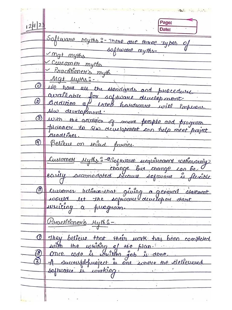 Software Engineering Handwritten Notes For Placements | PDF
