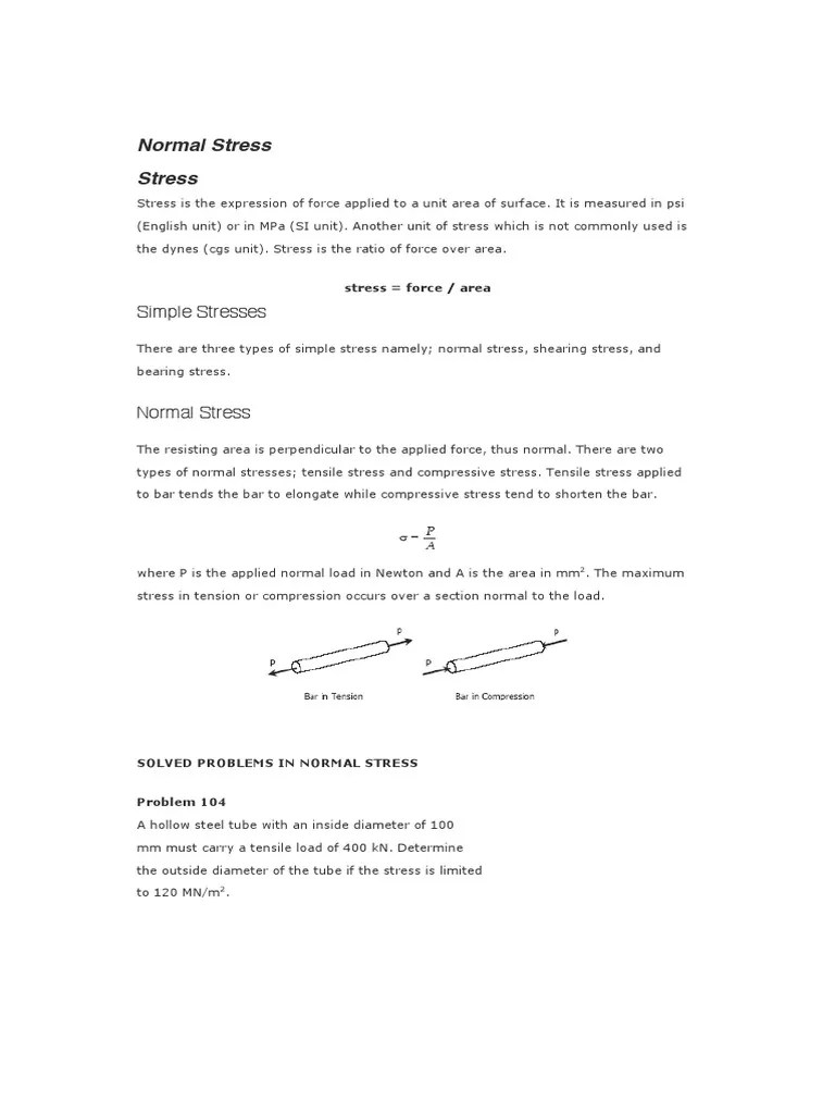 Topic 2 - Normal Stress | PDF | Stress (Mechanics) | Ultimate Tensile Strength