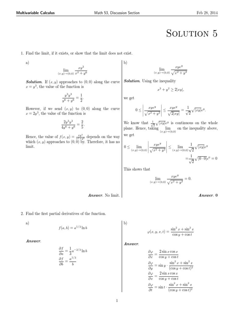 Limits Multivariable | PDF | Trigonometric Functions | Mathematical ...
