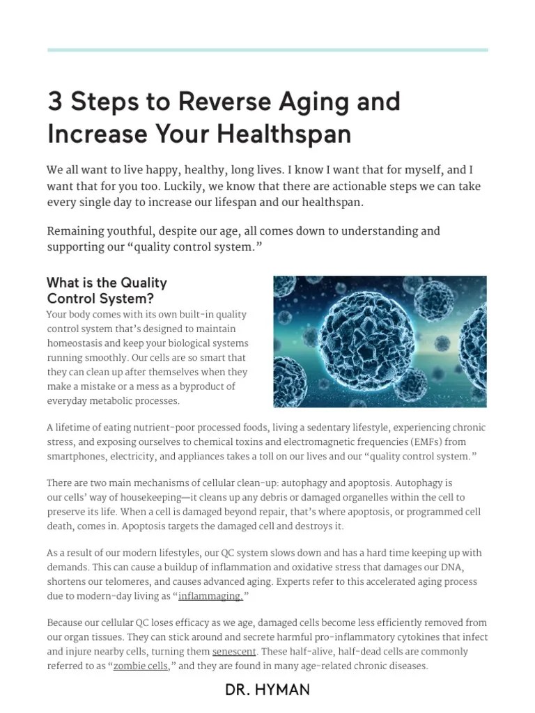 3 Steps To Reverse Aging 1 | PDF | Senescence | Inflammation