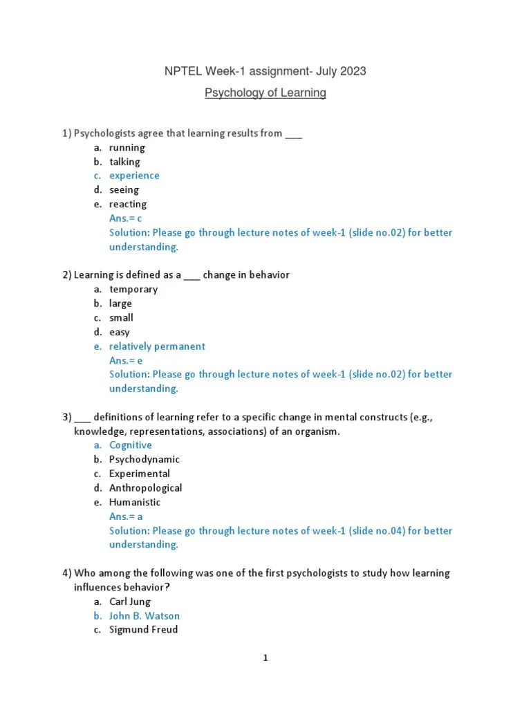 Assignment 1 Solution | PDF | Learning | Behavior Modification